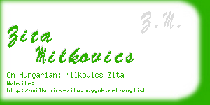 zita milkovics business card